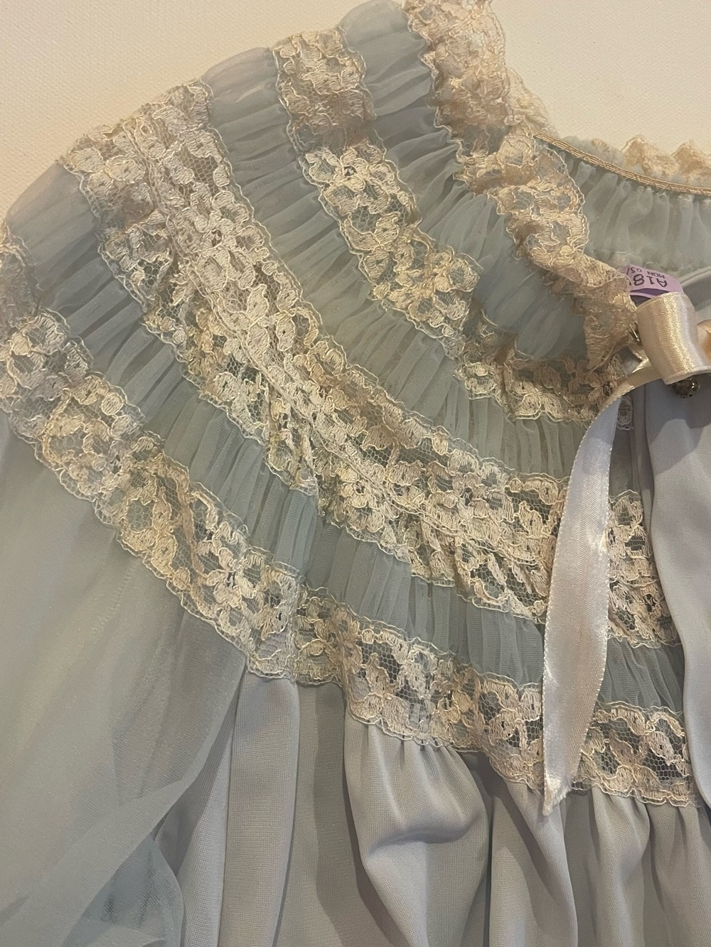 Vintage Sheer Blue Lace Top S Lingerie Victorian Coquette Balletcore Romantic - Picture 6 of 16